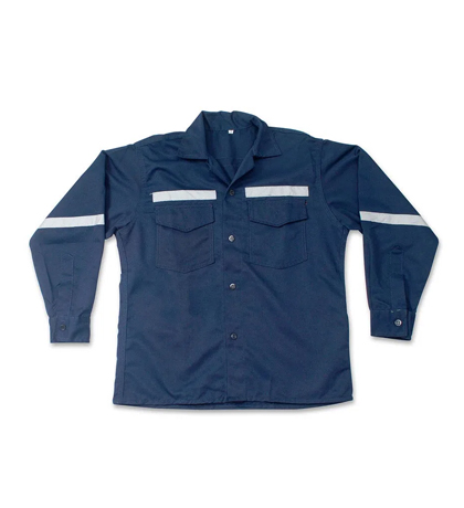 CAMISA STANDAR DRIL CON CINTA REFLECTIVA AZUL 1&quot;